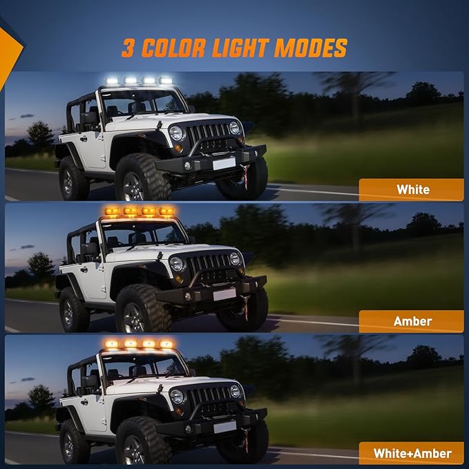 Nilight 6.5Inch Off-Road LED Light Bar, 2PCS 120W 3 Lighting Modes (White/Amber/White&Amber) Driving Fog Light Spot Flood Lights with 18AWG Wiring Harness for Truck Car ATV SUV Jeep Boat