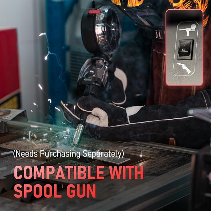 YESWELDER 200Amp Aluminum MIG Welder YWM-200, 110/220V Dual Voltages MIG Flux Cord Stick Lift TIG Multi Proces MIG Welding Machine,Spool Gun Compatible