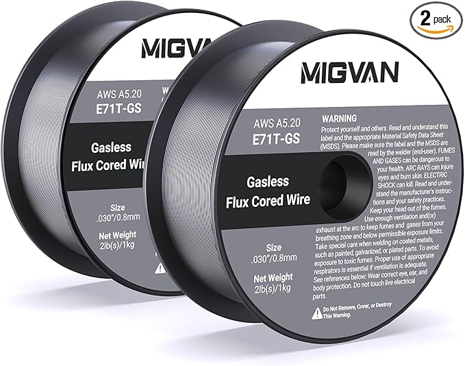2-Pack Flux Core Welding Wire .030, Gasless Mig Welding Welder Wire E71T-GS, 2lb Each, Strong Spool wire fed, Self-shielded Mild Steel Compatible With Lincoln Miller Forney Harbor Welders