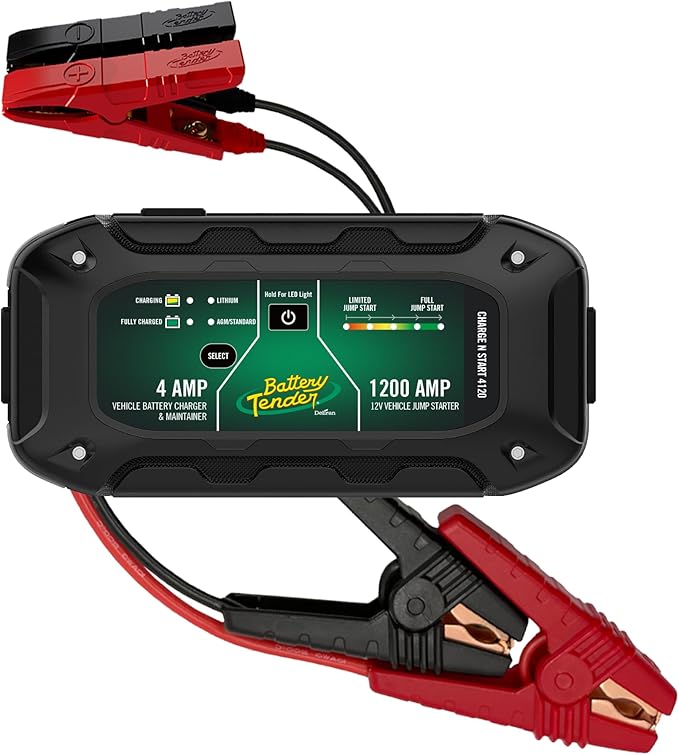 Battery Tender Charge N Start 4120 - Smart 12V/4 AMP Battery Charger and 1200 AMP Jump Starter Combo | 2-in-1 Battery Maintainer for Cars, Motorcycles, ATVs (USA Engineered)