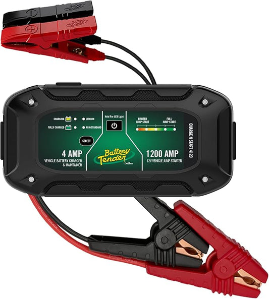 Battery Tender Charge N Start 4120 - Smart 12V/4 AMP Battery Charger and 1200 AMP Jump Starter Combo | 2-in-1 Battery Maintainer for Cars, Motorcycles, ATVs (USA Engineered)
