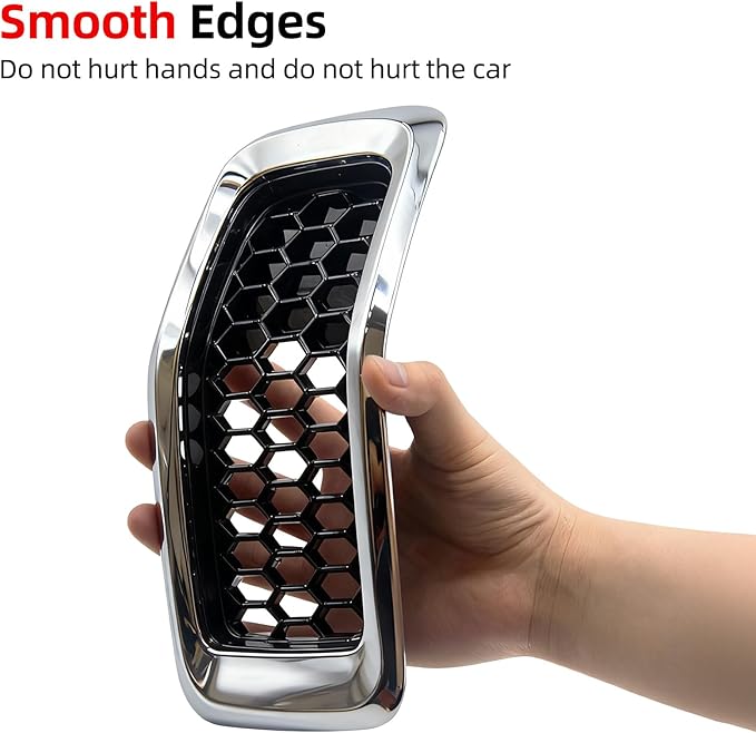 AggAuto Grill Mesh Insert Fit for Jeep Cherokee 2014 2015 2016 2017 2018, 7 Pcs Front Engine Guards, Bright Black Cherokee Accessories