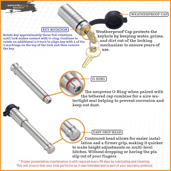61673 | 3 Pack, Keyed Alike, Receiver Locks for 3" Receiver