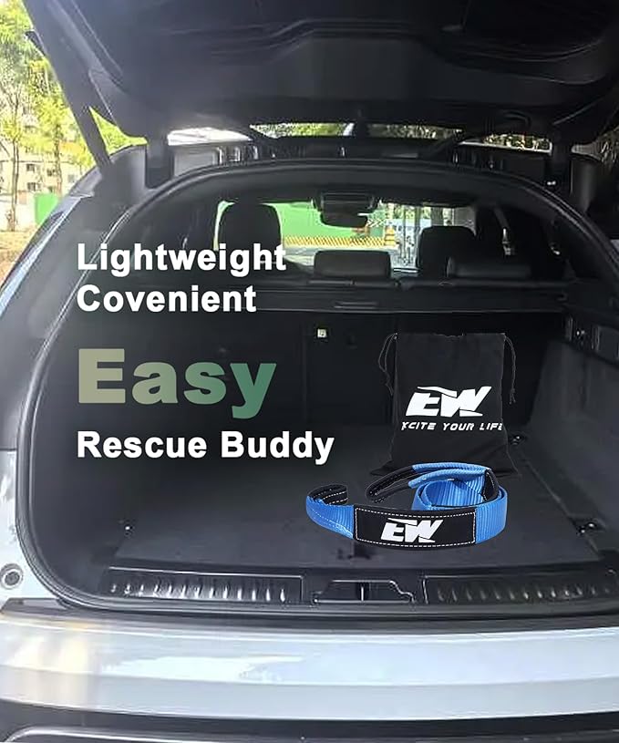 NIXFACE Off Road Recovery Kit | 3in x 8ft Night Glow Tree Saver | 10-Ton Snatch Block | Soft Shackles | Portable Storage Bag | Essential Tool Equipment for Recover Stuck Vehicle Winch Accessory