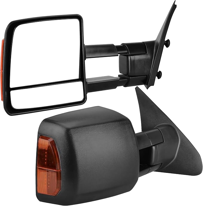 DWVO Towing Mirrors Compatible with Toyota Tundra 2007-2017, Power Heated Side Mirrors with Turn Signal, Manual Extending and Folding, Pair Replacement Tow Mirrors Set