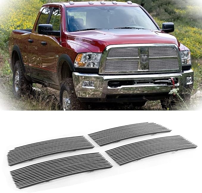 Billet Grille Chrome Grill Insert Combo Fits 2010-2012 Dodge Ram 2500/3500