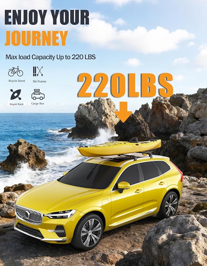 KINGGERI 220lbs Lockable Roof Rack Cross Bars Compatible with Volvo XC60 XC-60 2018-2026, Heavy Duty Anti-Theft Aluminum Roof Rails Crossbars Rooftop Accessories Luggage Racks Carrier