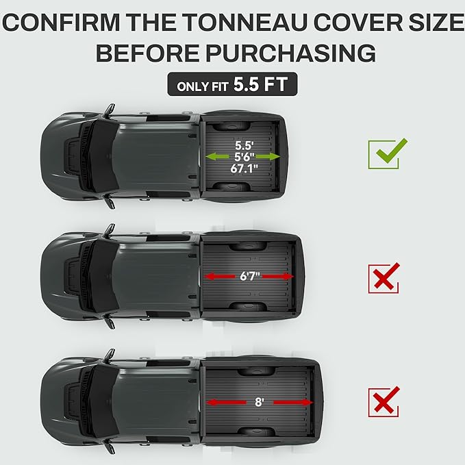 AUTOSAVER88 FRP Hard Tri-fold Truck Bed Tonneau Cover Fit for Ford F-150 F150 2004-2014 5.5ft Bed (Excl. Raptor Series)