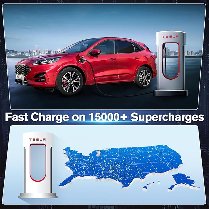 Tesla to CCS Adapter Tesla Supercharger Adapter 500A/1000V Max 250KW NACS to CCS Electric Vehicle Fast DC Charging Adapter Compatible with Ford,GM,Volvos,and Polestar EVs (Orange)