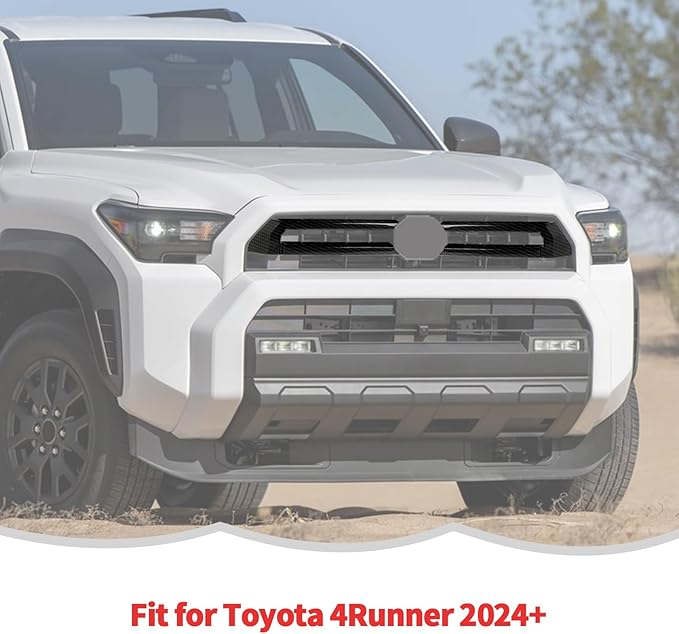 RT-TCZ Front Grille Inserts Trim Cover Grill Frame Decoration Exterior Accessories for Toyota 4Runner 2024 2025 (Black Carbon Fiber)