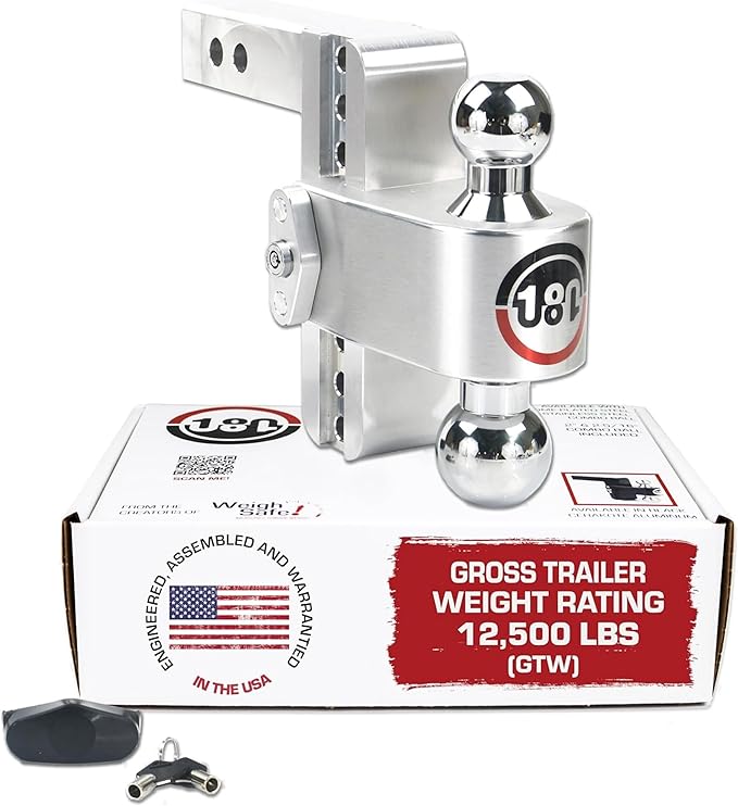 180 HITCH CTB6-2 Aluminum Adjustable 6" Drop & Chromed Steel Ball for 2" Receiver, 12,500 GTW