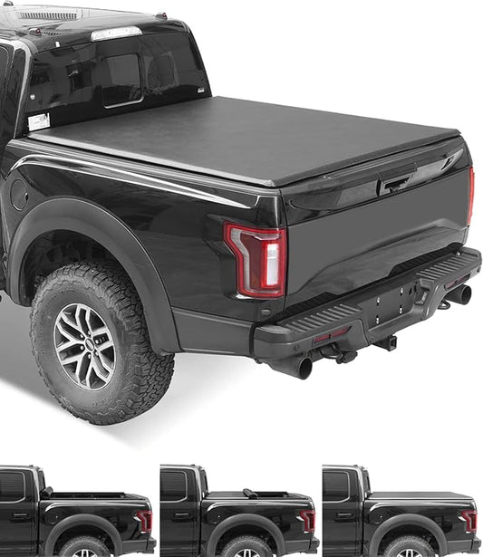 Soft Roll Up Truck Bed Tonneau Cover for 2004-2014 Ford F150; 05-08 Lincoln Mark LT, 5.5ft / 66" Bed, Waterproof, Secure & No-Drill Installation
