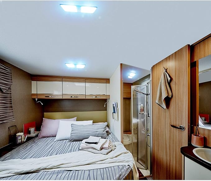 BlueFire 1 Pack Upgraded Super Bright DC 12V Led RV Ceiling Double Dome Light RV Interior Lighting with ON/Off Switch for Trailer Camper Car RV Boat (White - 1PCS)