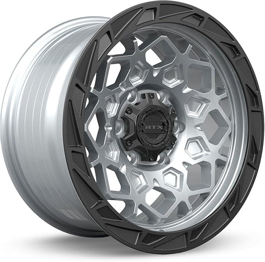 20x9 inch Custom Wheel - Hyper Silver Black Lip Offroad Design Aluminum Alloy Rim Offroad Bolt- Pattern 6x139.7 mm Offset 15 mm