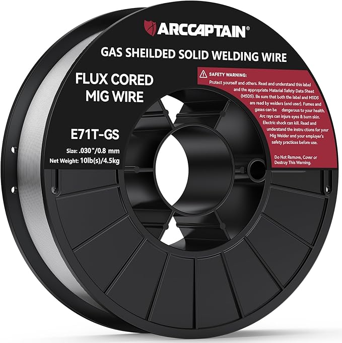 ARCCAPTAIN Flux Core Welding Wire .030, E71T-GS 030" Flux Core Welding Wire Gasless Low Splatter 10Lbs Mig Welding Wire Mild Carbon Steel Compatible With Lincoln Miller Forney Harbor Welder 4.5KG