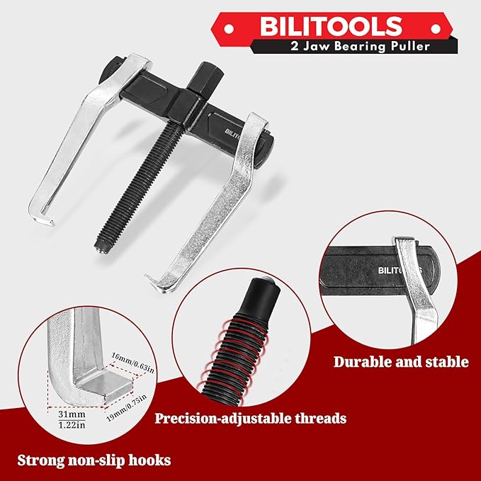 BILITOOLS 10" 2-Jaw Gear Puller, Internal External for Removal of Pulleys Flywheels Bearings & Gears
