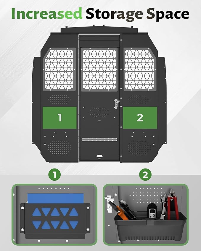StarONE Cargo Van Partition,Van Safety Partition Bulkhead Fit for 2015-2024 Ford Transit 150 250 350 Mid-Roof Full Size Van,with Door Lock and Acrylic Panel,Black