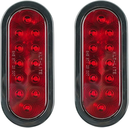 6“ Oval 12V LED Trailer tail lights,12LED Submersible Light for boat utility trailer Truck RV,2 Pack,IP65 Waterproof