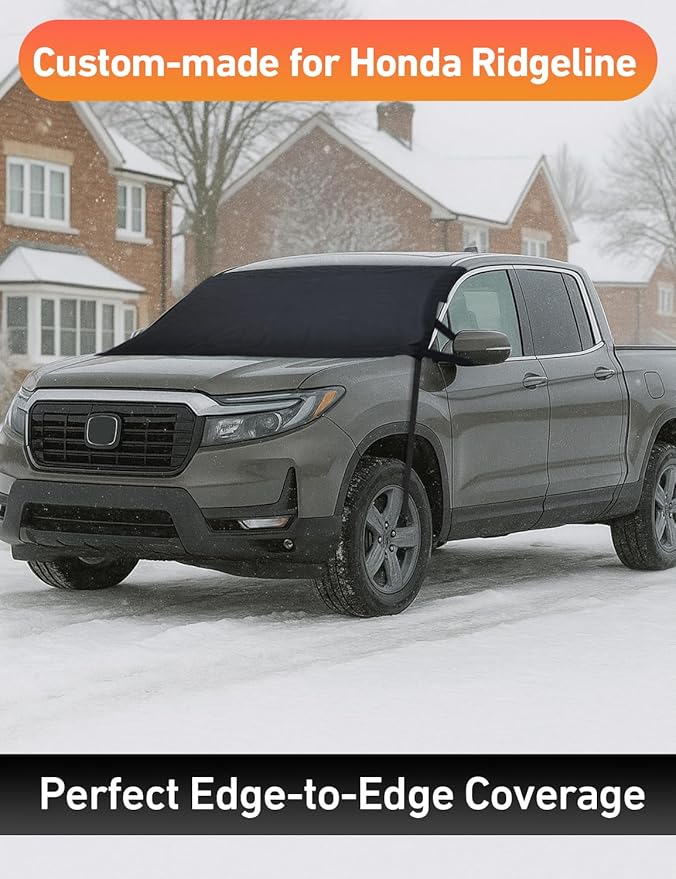 EcoNour Car Snow Cover Compatible for Honda Ridgeline | Windshield Cover for Ice and Snow with S-Hook Straps | Heavy-Duty 600D Oxford Winter Car Cover, Waterproof & Anti-Slip