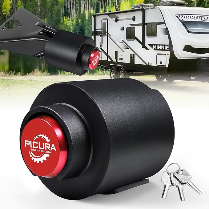 Upgraded Trailer Hitch Locks Fits 2-5/16 Inch Coupler, Heavy Duty Trailer Lock, Anti-Theft Trailer Coupler Lock for RV, Trailer, Boat, Pickup(Red)