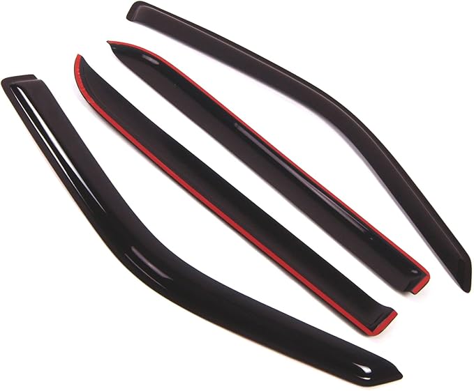 TuningPros Outside Mount Window Vent Visors Rain Guards Compatible with Lincoln Navigator 1997-2017 | Side Window Wind Deflectors Rain Shields | Smoke Tinted, 4 Pcs Set, DGWV-154-2