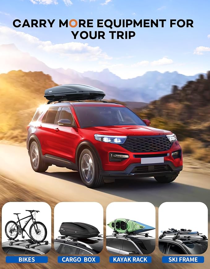 300lbs Lockable Roof Rack Cross Bars Compatible with Ford Explorer 2020 2021 2022 2023 2024 2025 2026,Heavy Duty Aluminum Roof Rails Crossbars Black Rooftop Cargo Carrier Luggage