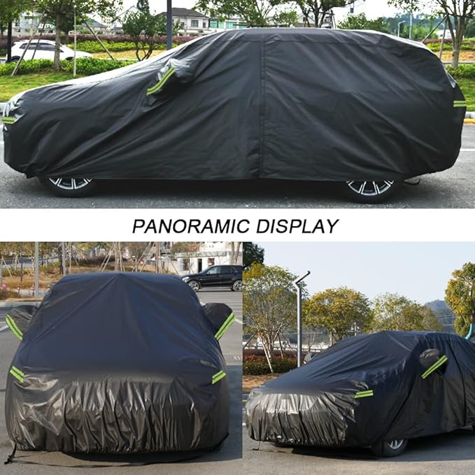 KouKou Waterproof SUV Car Cover Suitable for Subaru Ascent from 2018 to 2025, 7 Layers Windproof All Weather Waterproof Outdoor Cover Sun Rain UV Dust Snow Protection. Black