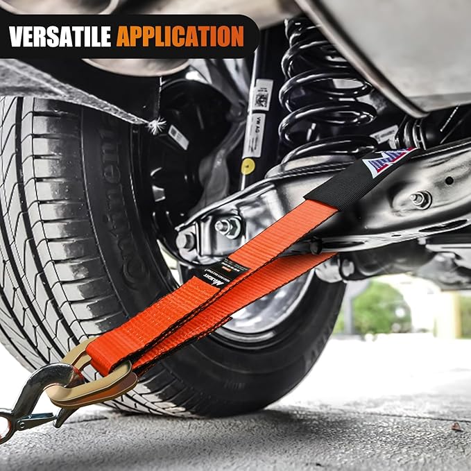 Nilight 4PCS 2"x 38" Axle Tie Down Straps with Protective Sleeve D-Ring for Securing Car Transport Lab Tested 11,127lbs Break Strength Used for Car Engine Hoist, Truck, Trailer, UTV