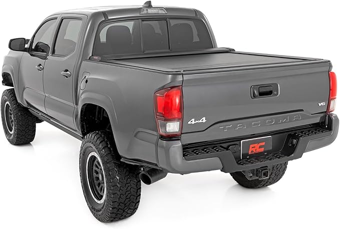 Rough Country Retractable Truck Bed Cover, Truck Tonneau Covers for Toyota Tacoma (2016-2023) - 5' Weather-Resistant Truck Bed Cover, Tacoma Retractable Bed Cover