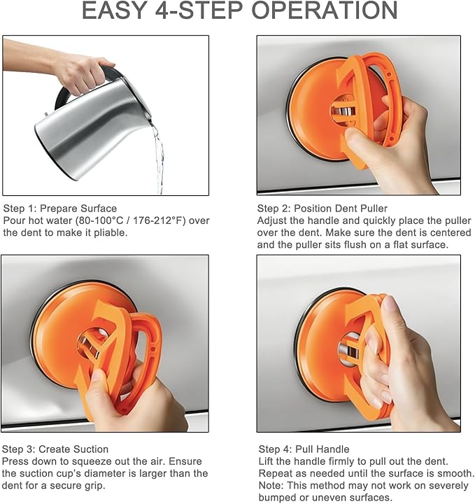 Dent Puller Kit for Car, 3-Pack Paintless Car Dent Repair Remover Kit, Dent Removal Tool with Suction Cup for Auto Body Hood/Door, No Glue No Scratch
