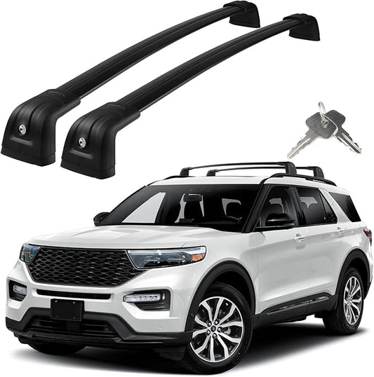 Roof Rack Cross Bars Compatible with Ford Explorer 2020-2026, Adjustable Aluminum Heavy Duty 300 LBS Anti-Theft Lock Cargo Carrier Rooftop Crossbar Accessories for Bike, Basket, Snowboard, Luggage