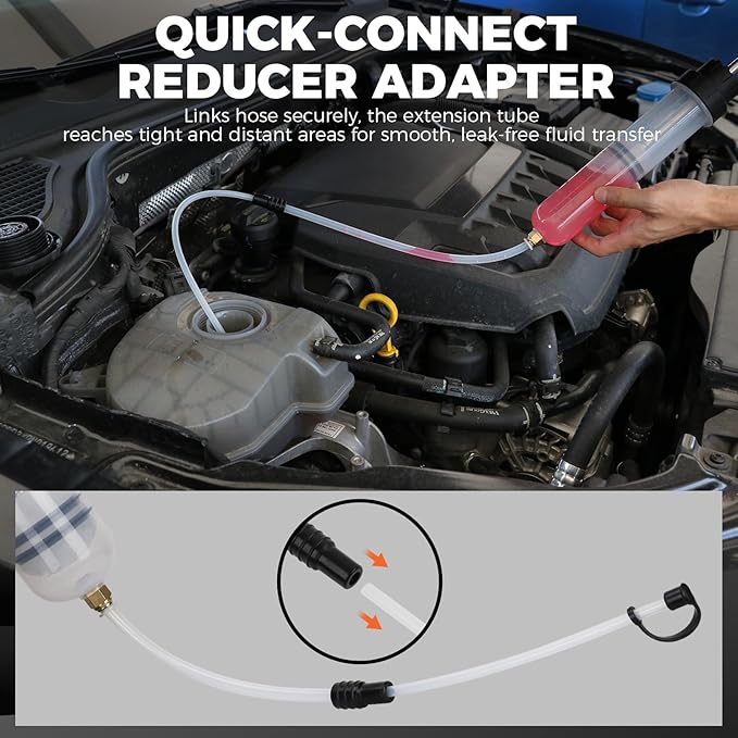 HORUSDY 200cc Fluid Extractor Syringe Oil Pump, Fluid Evacuator with 23" Flexible Hose, 12" Fine & Coarse Hoses, for Automotive, Motorcycle, Marine & Equipment Maintenance (9PCS)