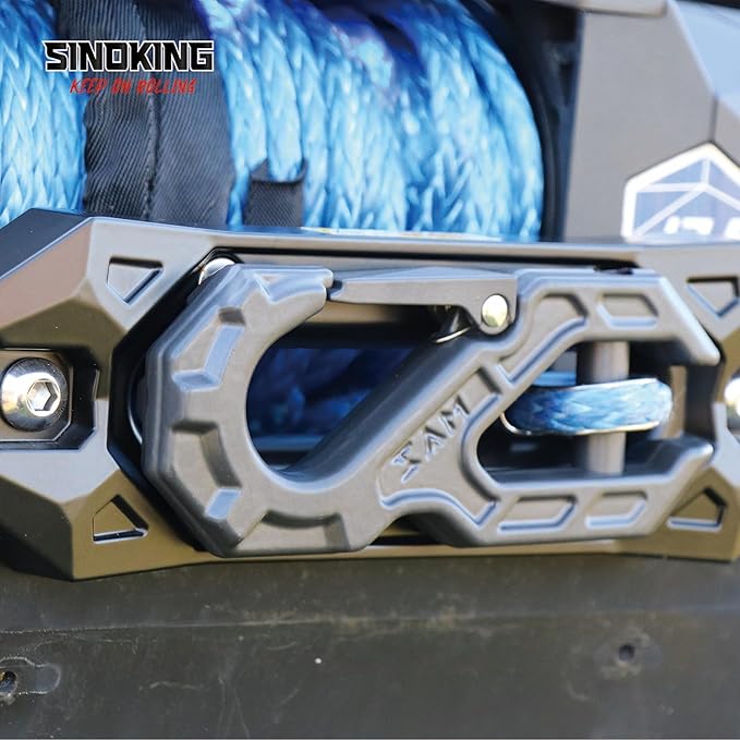 SINOKING Winch Fairlead with Tow Hook, Aluminum Hawse Fairlead with Grade 80 Forged Steel Winch Hook, 45000lb Break Strength Winch Fairlead Hook Set for Off-Road Vehicle Recovery