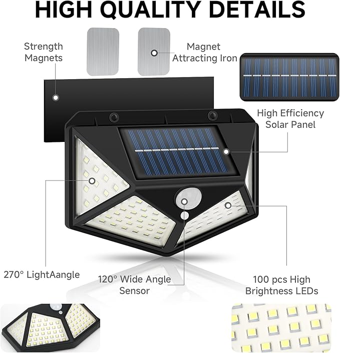 RV Magnetic Motion Sensor Light, Solar RV Porch Light, Exterior RV Lighting, Camper Lights Outdoor, Awning Lights for Trailer, 5th Wheels, 100LED, 2 Pack