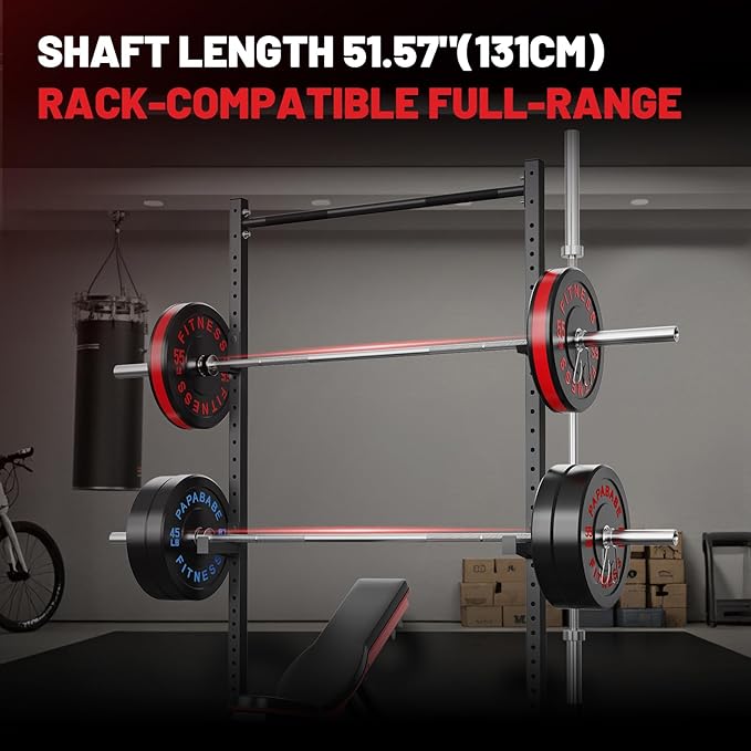 PAPABABE Olympic Barbell, 2-inch 45lb/35lb Weight Bar for Strength Training. 6.5ft/7ft Olympic Bar, 1000lb Plus Capacity, Chrome/Zinc Plating, knurled Grip for Bench Press Deadlift Squat