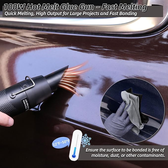 Super PDR Paintless Dent Repair Kit, Car Dent Removal Tools, PDR Tools, Dent Puller Kit with Dent Lifter, Bridge Puller, Slide Hammer T-Bar for Car Body Dents, Kit Includes Glue Removal Tool