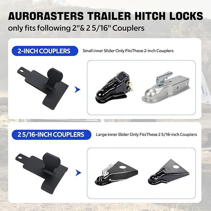 Trailer Lock fits 2" and 2 5/16 Coupler,Heavy Duty Trailer Tongue Coupler Lock Anti Theft for RV Travel/Utility/Pickup/Boat/Camper Trailer-Blue