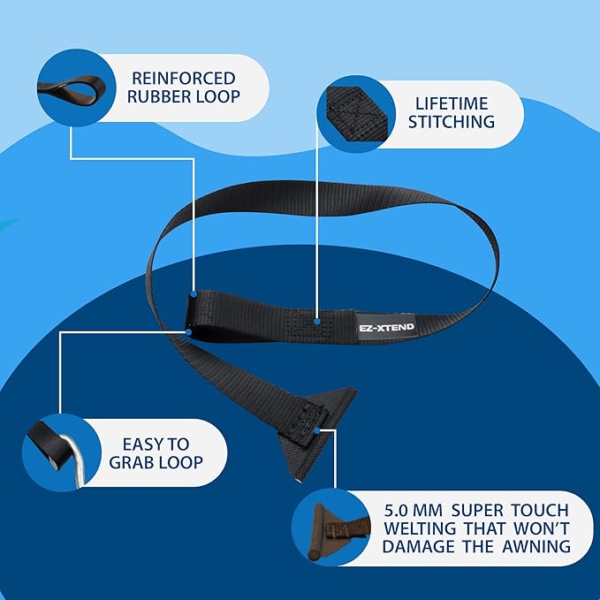 EZ-Xtend RV Camper Window Awning Pull Strap. Replacement Strap Made with UV Polyester Webbing, Lifetime Thread for Easy Operation RV Patio Window Awning. Sewn in USA (31")