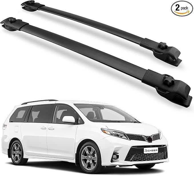Richeer Roof Rack Cross Bars Fit for 2011-2020 Sienna with Side Rails, Heavy Duty Aluminum Cross Bar for Cargo Racks Rooftop Luggage Carrier Bicycle Roof Bag
