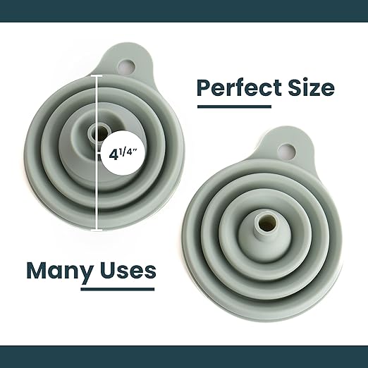 Silicone Collapsible & Coolant Funnel for Car & Oil Change with Sage Gray Matte Finish by Serro
