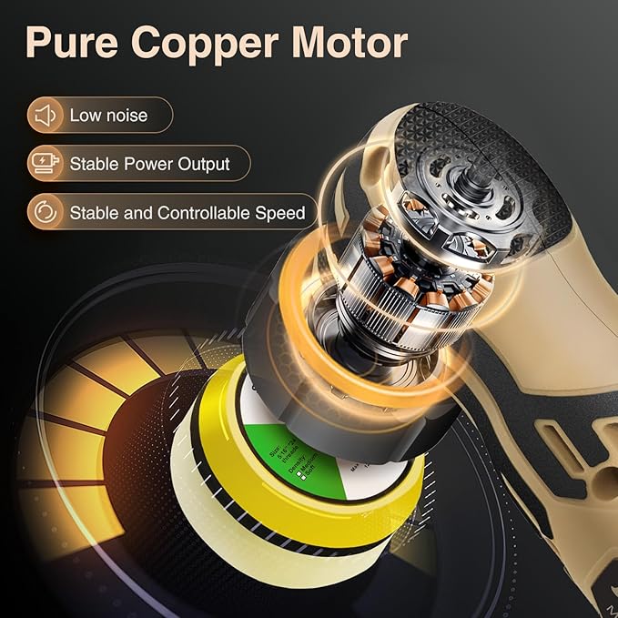 Cordless Mini Polisher,1/1.5/2Inch,DA&RO with 11 Variable Speed 2500-6000 RPM,2.3Ah Rechargeable Battery,Car Detailing Micro Polisher