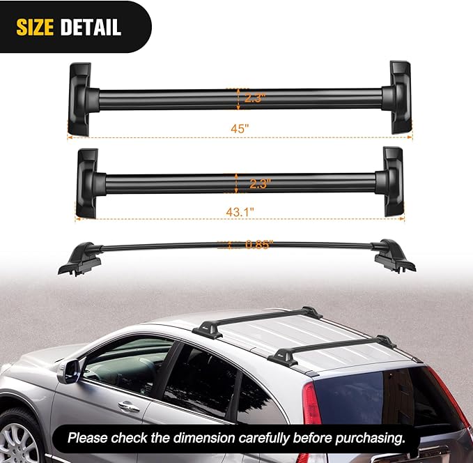 Nilight Roof Rack Cross Bars Fit for Honda CRV 2007 2008 2009 2010 2011 with Fixed Point, Adjustable Aluminum Car Crossbars with Rubber Pad for Cargo Carrier Luggage Bike Kayak Rooftop Tent Snowboard