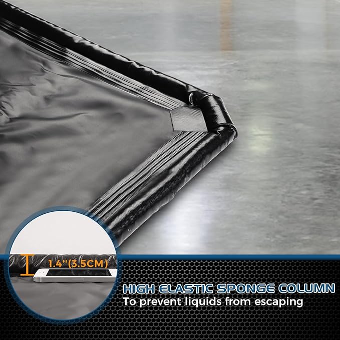 Waterproof Garage Floor Mat for Under Car, 7'9"x16' Heavy Duty Containment Mat with Free Floor Squeegee, Protects Garage Floor from Snow, Slush, Water, Mud and Oil