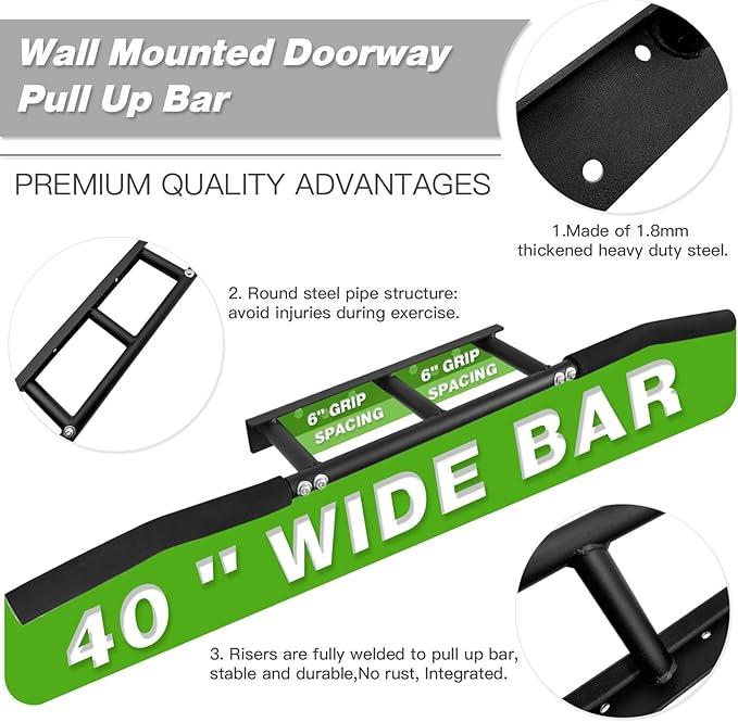 ATENTO Pull Up Bar, Chin Up Bars Ceiling Mount, Workout for Home Gym, Beam, Crossfit - Heavy-Duty, Foam Grip, Easy installation