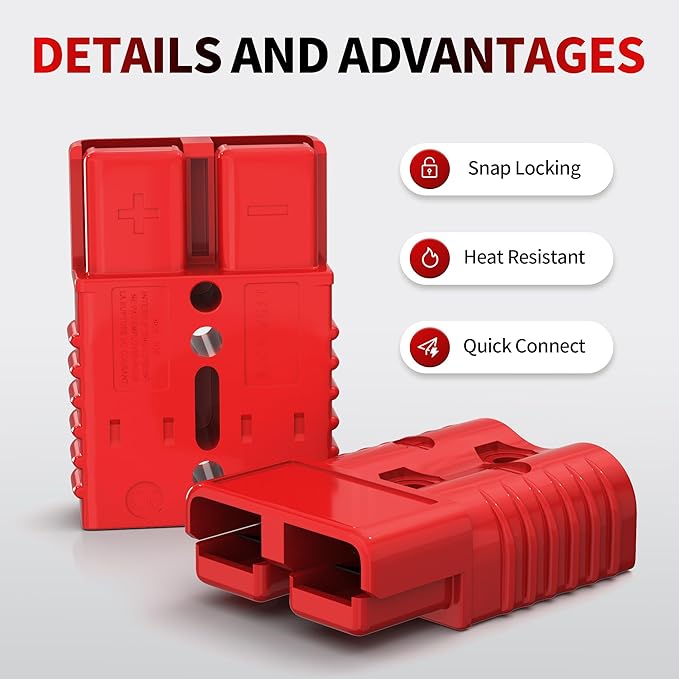 Battery Quick Disconnect Connector 175A, 12V Battery Quick Connect Cable Connector 1/0 AWG for Car Winch Forklift - 4 Pack