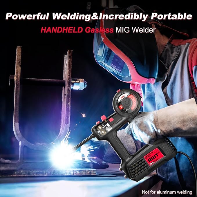 AWT 100A Handheld MIG Welder Machine,110V Flux Core MIG Welder Machine,Portable Gasless MIG Welding Machine,Hand Held Inverter Wire Feed Welder