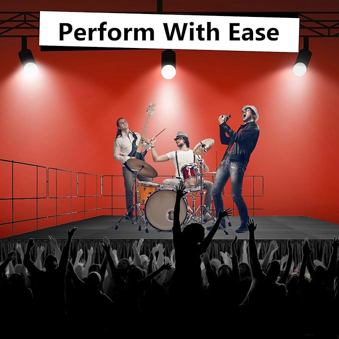 12'x20' Portable Stage Platform with 15 MyStage, 7 Railings & 6 Skirts - Performance Floor Versatile Platform Modular System Stage - DJ, Drum, Camera Stage Riser - Easy to Carry & Transport