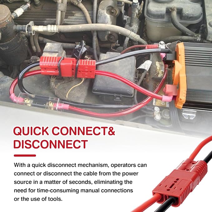 24 FT Quick Disconnect Winch Power Cable, 4 Gauge 4 AWG Copper Wiring, Heavy Duty Quick Disconnect Cables