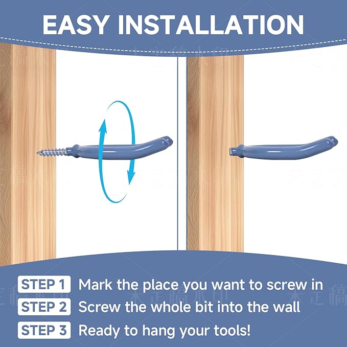 12 Pack Garage Storage System Steel U Hooks with Anti-Slip Coating Home Improvement and Organization Screw in Hooks Easy Wall Mounting Heavy Duty Bike and Ladder (Grey, 12 Pack)