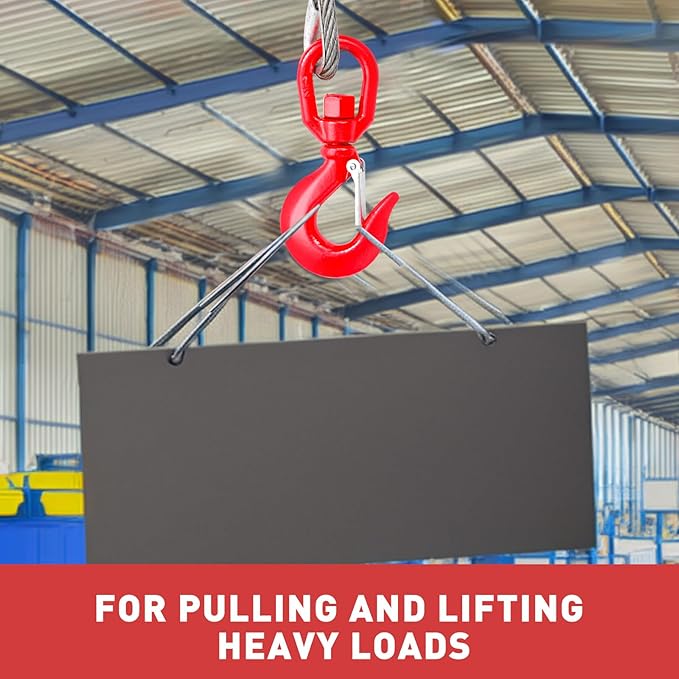 Steel Winch Cable,3/8" x 100' Wire Rope with Swivel Hook,17637 Lbs Breaking Strength,6x19 Strand Core Steel Towing Cable for Tow Truck,Crane,Wrecker